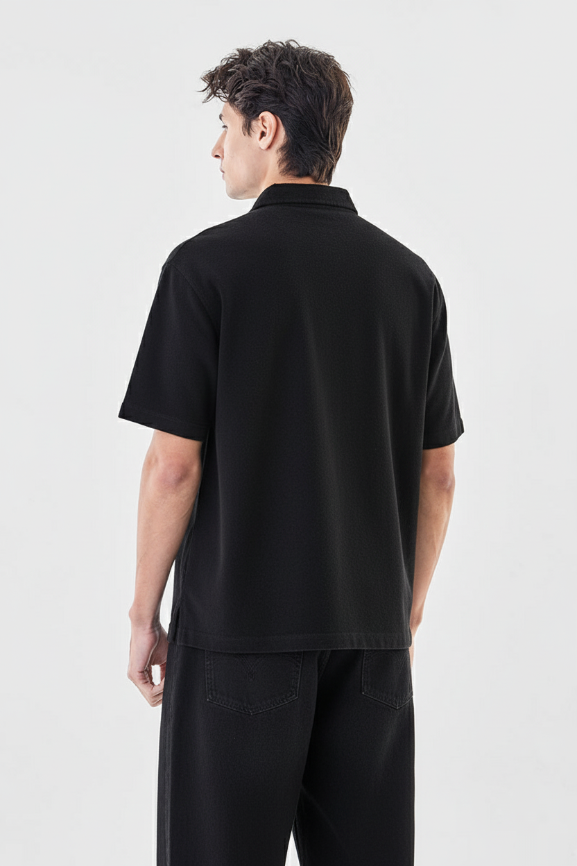 Jet Black Classic Terry Shirt - Lior & Blanc