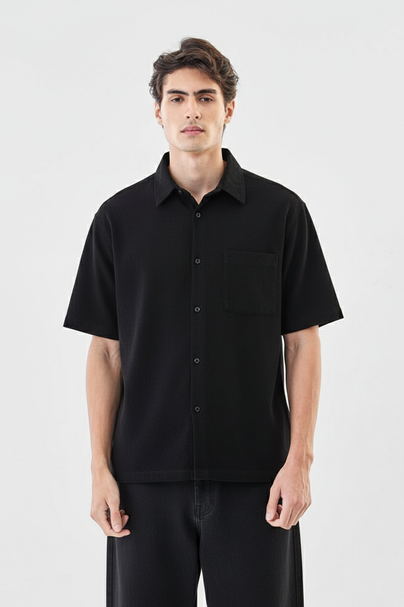 Jet Black Classic Terry Shirt - Lior & Blanc