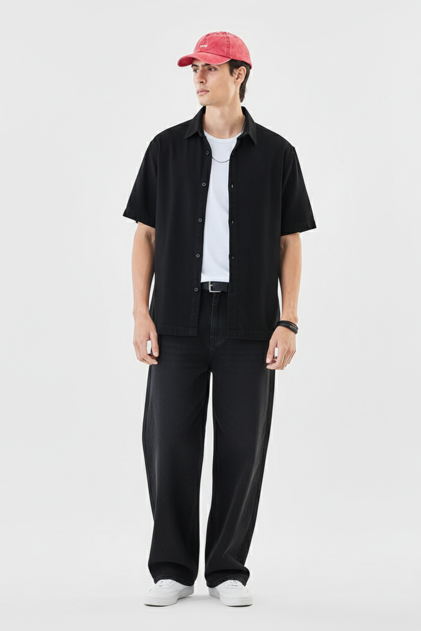 Jet Black Classic Terry Shirt - Lior & Blanc
