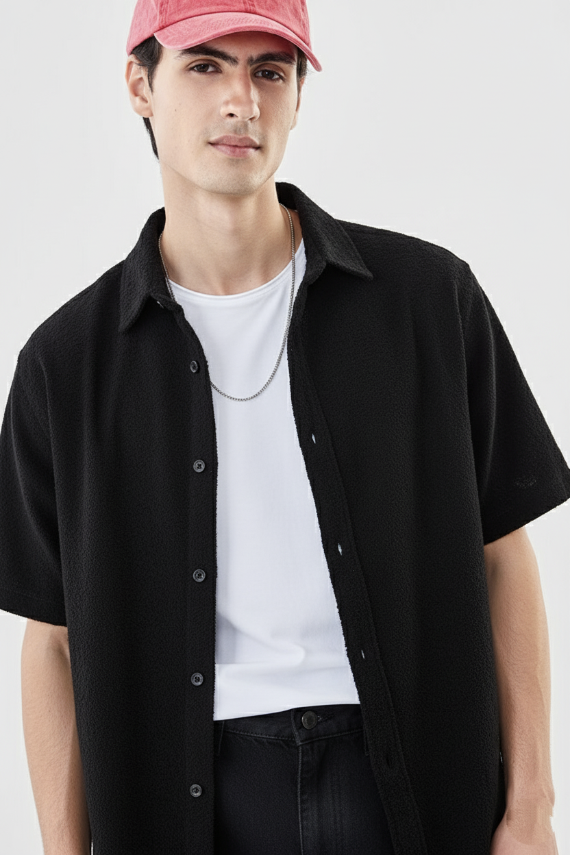 Jet Black Classic Terry Shirt - Lior & Blanc